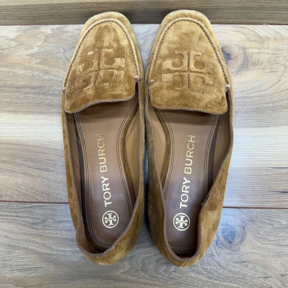 Tory Burch Ruby Square Toe Flats Womens 7 N Ambra Beige Suede - Picture 8 of 11